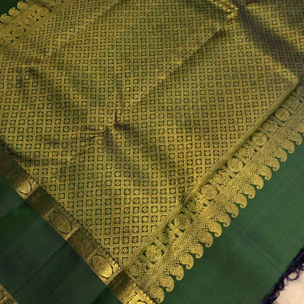 Dark Green with bentex border silk saree