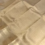 Cream with Teal blue long border silk saree