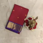 Red with purple small motifs pure silk saree