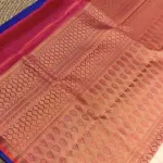 Peacock blue with small orange border silk saree