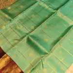 Sea Green checks with maroon border pure silk saree