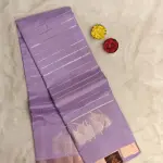 Lavender with pista green silver border silk saree