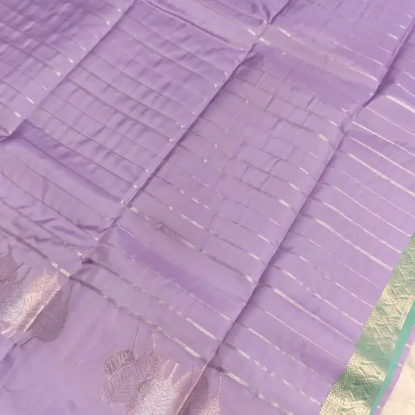 Lavender with pista green silver border silk saree