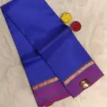 Peacock blue with maroon contemporary border silk saree