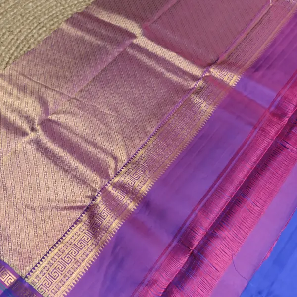 Peacock blue with maroon contemporary border silk saree