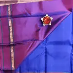 Peacock blue with maroon contemporary border silk saree