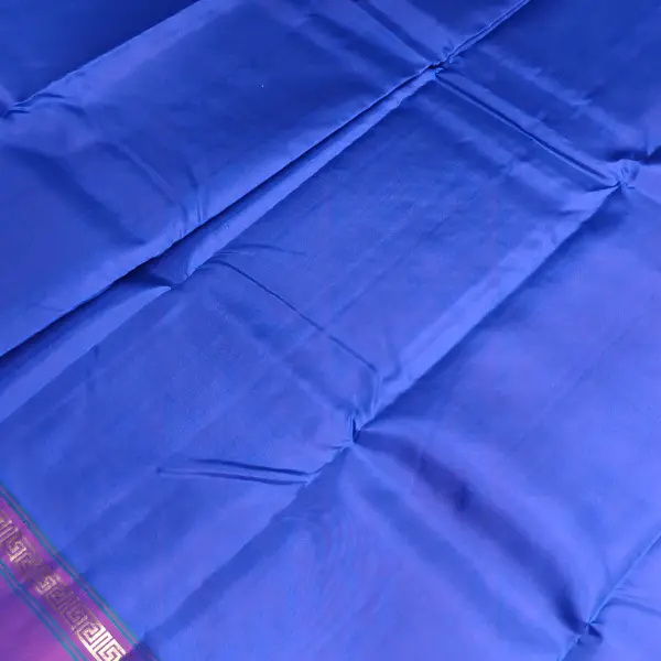 Peacock blue with maroon contemporary border silk saree