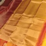 Brick red with yellow long border silk saree
