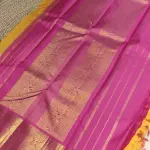 Mustard yellow with pink border silk saree
