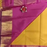 Mustard yellow with pink border silk saree