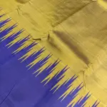 Mustard yellow with purple temple border silk saree