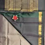 Grey with dark green with small motifs silk saree