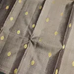 Grey with dark green with small motifs silk saree