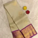 Soft Cream with Pink border silk saree