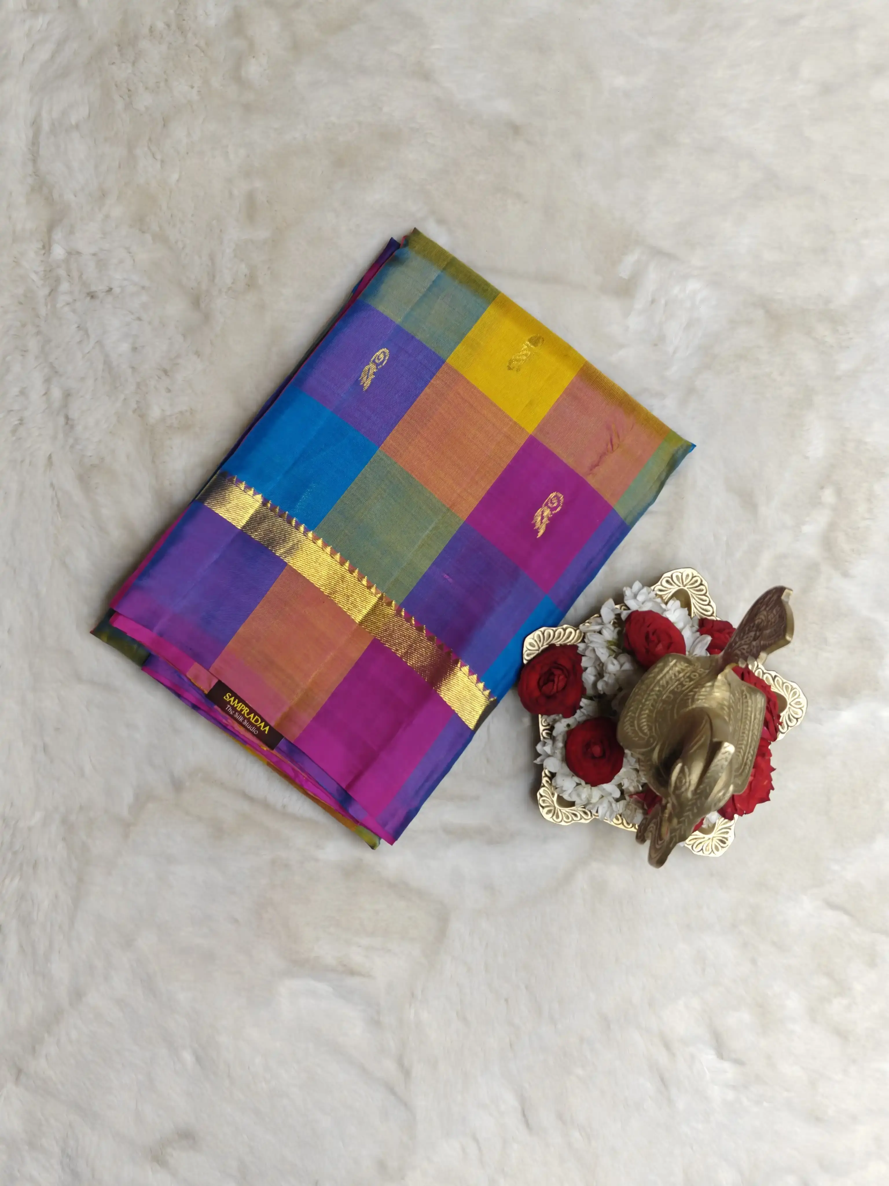 Multicoloured kattam silk saree