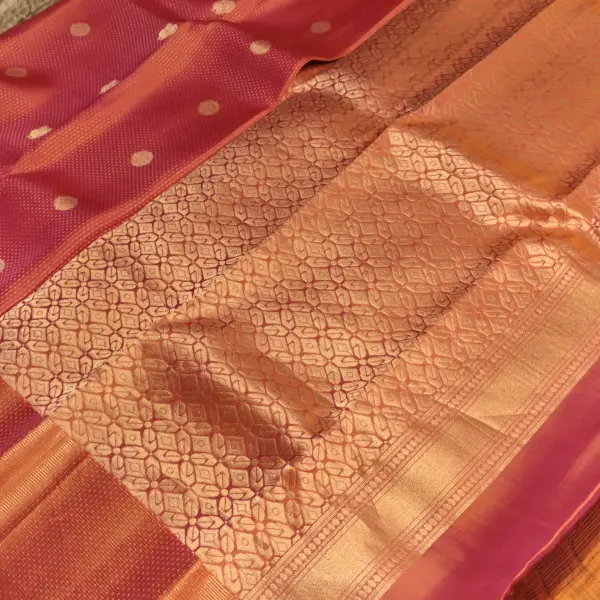 Orange Peacock motifs silk saree
