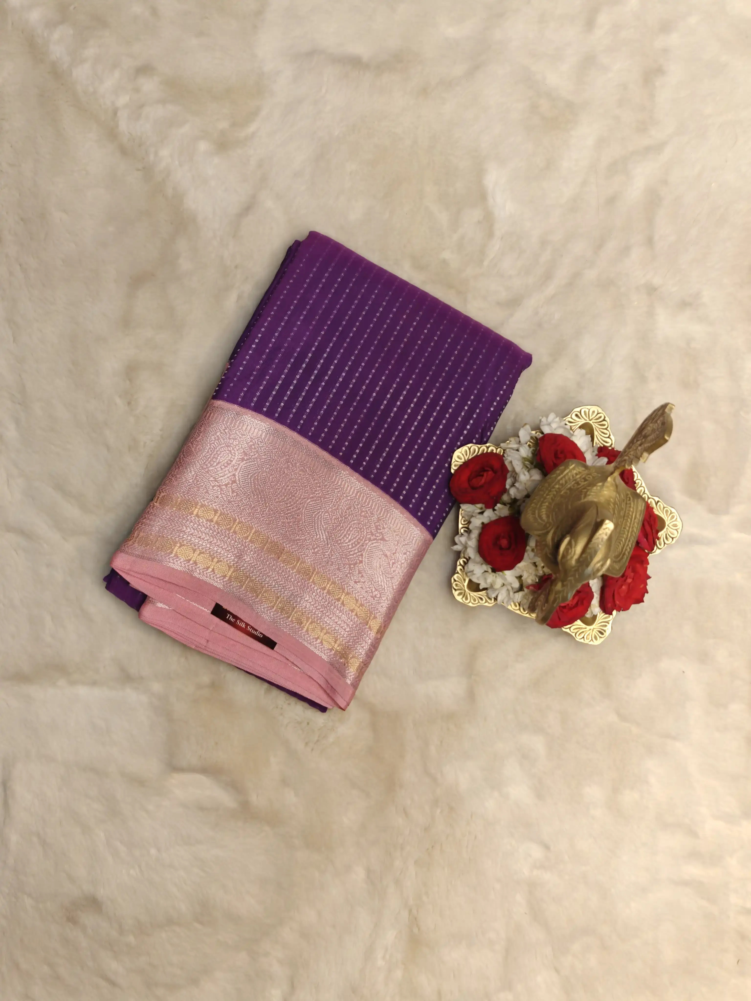 Purple and baby pink silk saree