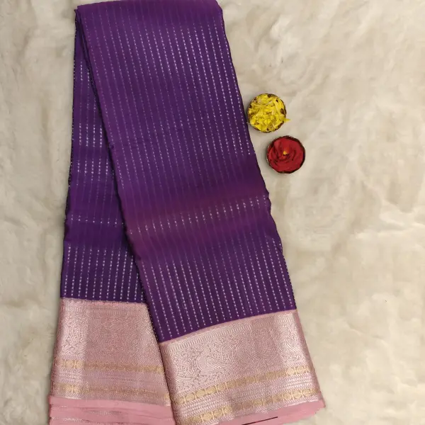 Purple and baby pink silk saree
