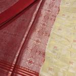 Lemon yellow and red border benaras saree
