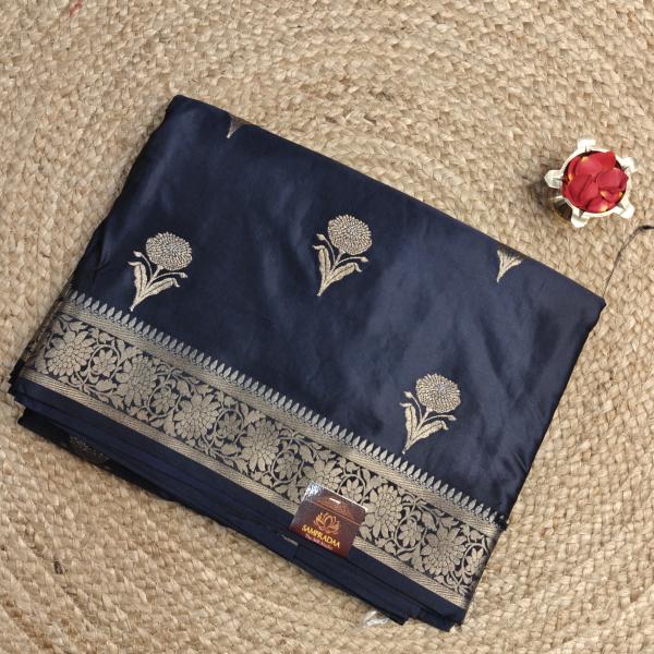 Black flower motifs benaras saree