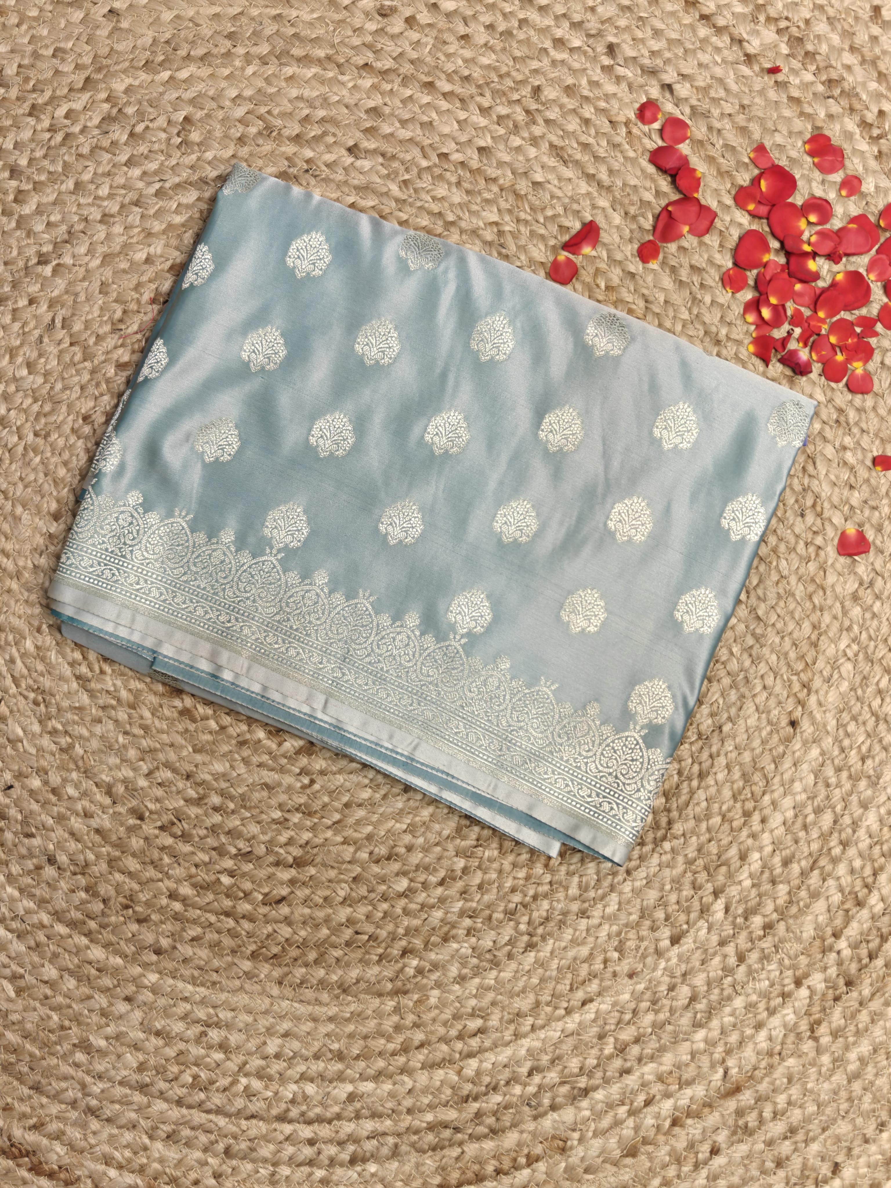 Powder Blue all over buttas benaras saree