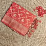 Cherry red jaal pattern benaras saree