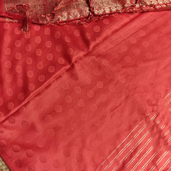Cherry red jaal pattern benaras saree