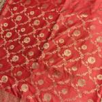 Cherry red jaal pattern benaras saree
