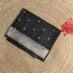 Black self design with gold motifs benaras saree