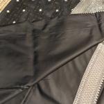 Black self design with gold motifs benaras saree
