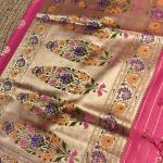 Rani pink meenakari work benaras saree