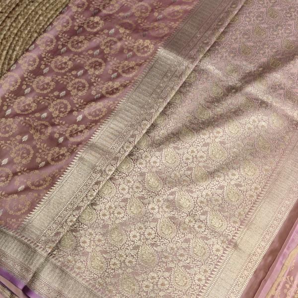 Soft Lavender jaal pattern benaras saree