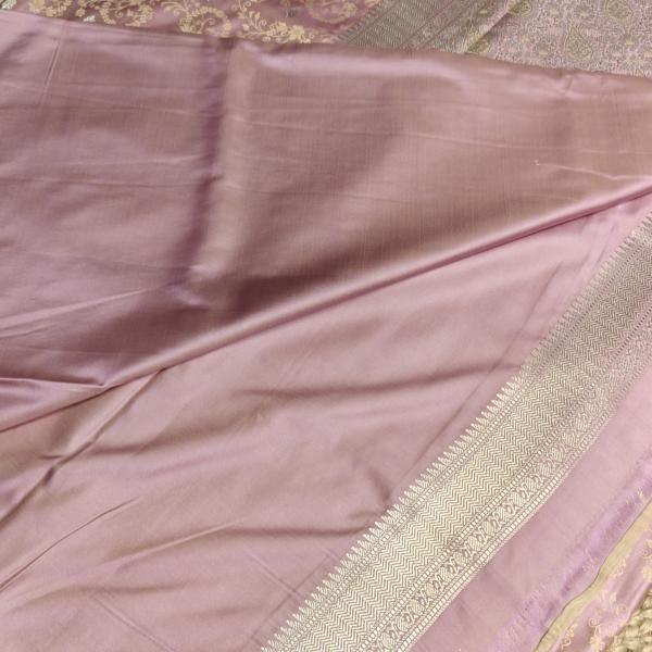 Soft Lavender jaal pattern benaras saree
