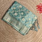 Pastel green jaal pattern benaras saree