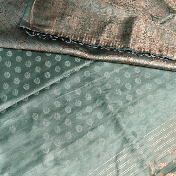 Pastel green jaal pattern benaras saree