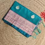 Sea Green with rich pink border benaras saree