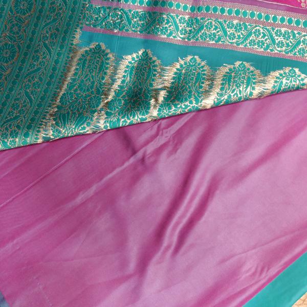 Sea Green with rich pink border benaras saree
