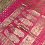Rani Pink with gold and silver motifs benaras saree