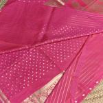 Rani Pink with gold and silver motifs benaras saree