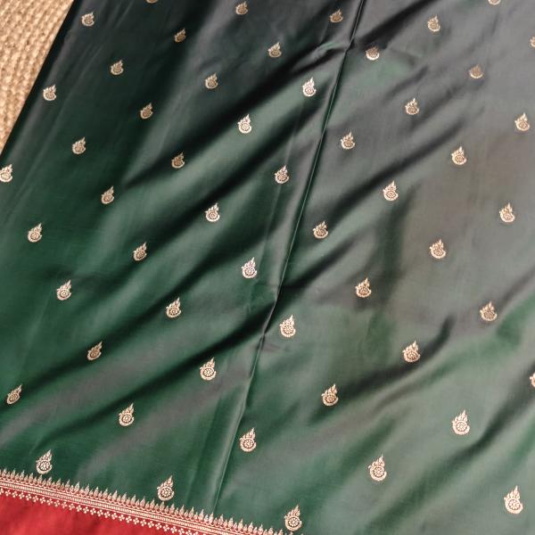 Dark rich Green with red border benaras saree