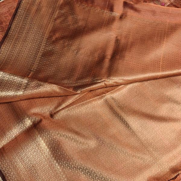 Light orange Meenakari work Benaras saree