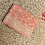 Saffron jaal pattern georgett Benaras saree