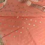 Saffron jaal pattern georgett Benaras saree