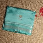 Sea green contemporary design raw mango silk saree
