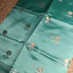 Sea green contemporary design raw mango silk saree