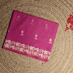 Rani pink with lehariya border pure raw mango silk saree