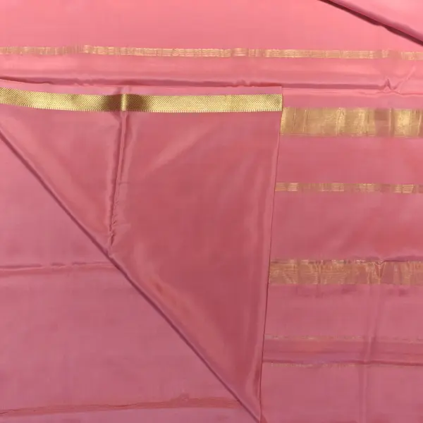 Pink plain Pure Mysore crepe silk saree 120gsm