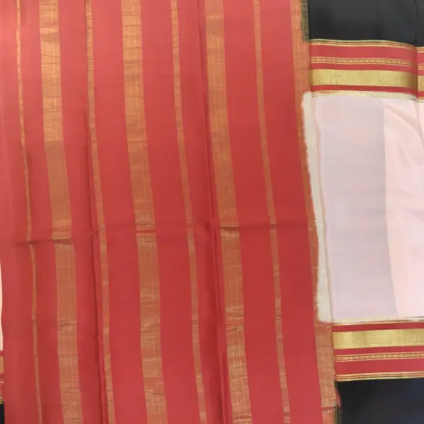Baby pink and black 2D pure crepe silk saree 120gsm