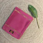 Pista green printed silk with pink gap border pure crepe silk saree 120gsm