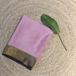 Rose pink plain saree with black rich border pure crepe silk saree 120gsm